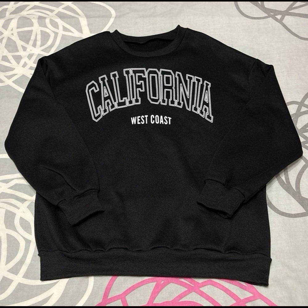 SHEIN Black California West Coast Sweatshirt